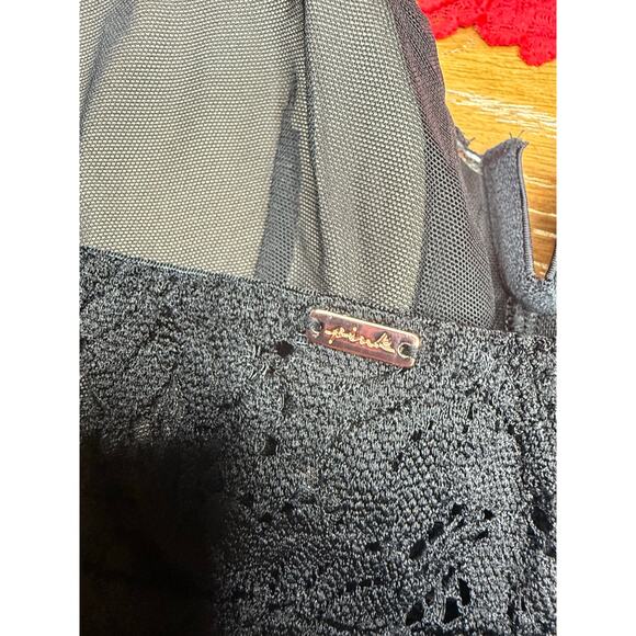 PINK Victoria’s Secret Lace Bralette Set M Black & Red Longline Plunge - Picture 3 of 4